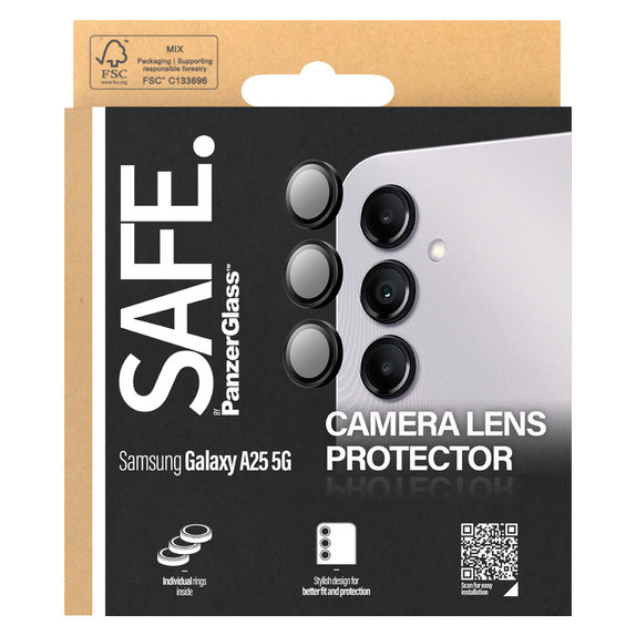 Протектор за обектива на камерата за Samsung Galaxy A25 5G, Черно, SAFE by PanzerGlass