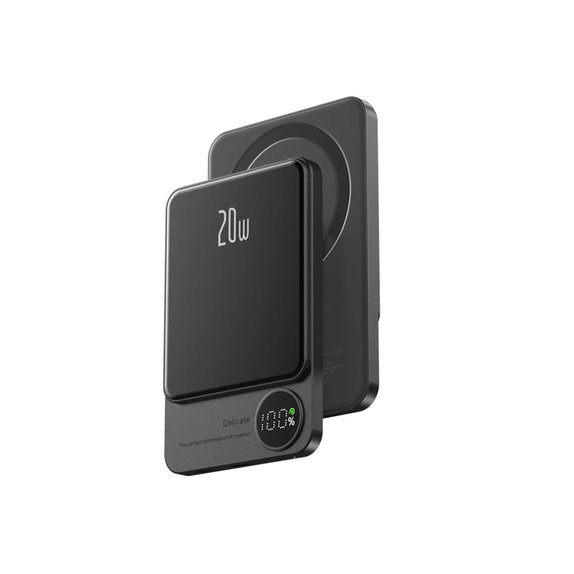 MagSafe външна батерия с LCD 5000 mAh, Черно, Black, FixPremium