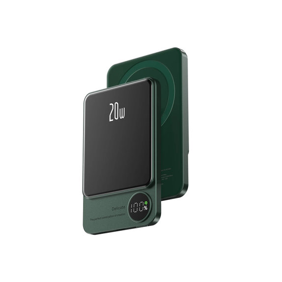 MagSafe външна батерия с LCD 5000 mAh, Зелено, Green, FixPremium