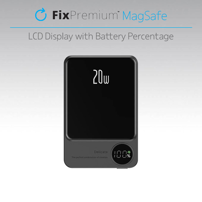 MagSafe външна батерия с LCD 5000 mAh, лилав, Лилаво, Purple, FixPremium