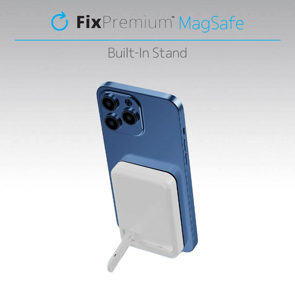 MagSafe външна батерия със стойка 5000 mAh, Черно, Black, FixPremium