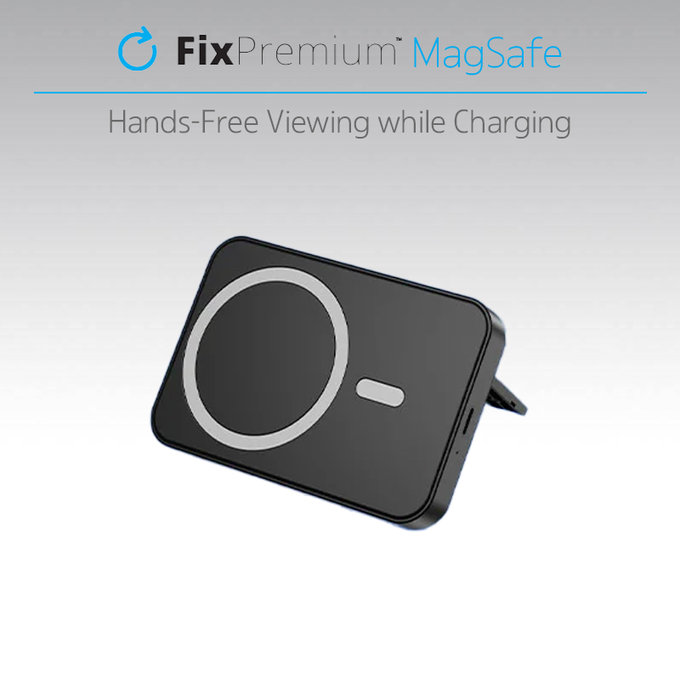 MagSafe външна батерия със стойка 5000 mAh, Черно, Black, FixPremium