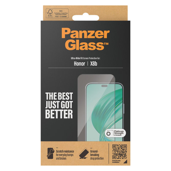 Закалено стъкло UWF за Honor 90 Smart, Черно, PanzerGlass