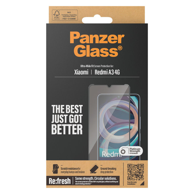 Закалено стъкло UWF AB за Xiaomi Redmi A3, Čierne, PanzerGlass