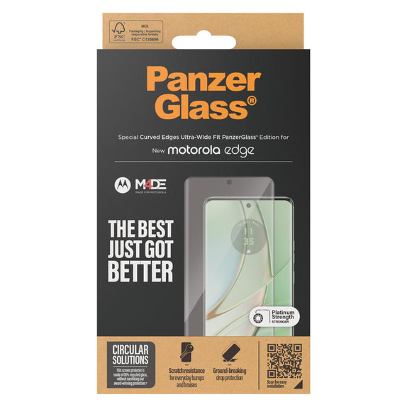 Закалено стъкло UWF за Motorola Edge 50 Pro, Черно, PanzerGlass