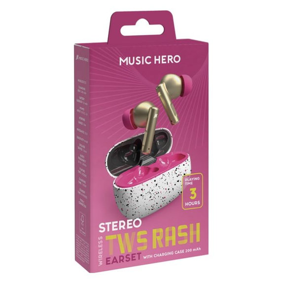 Безжични слушалки TWS RASH, fantasy Розово, Pink, Music Hero