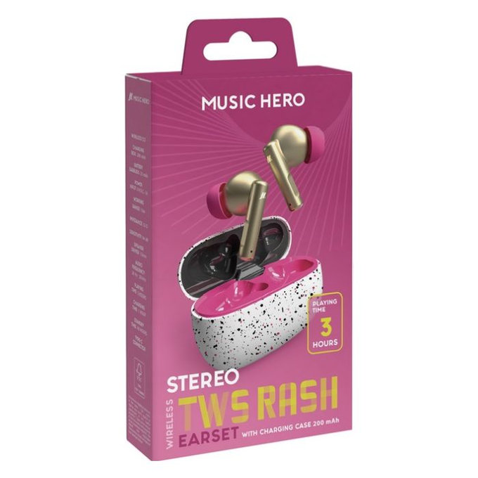 Безжични слушалки TWS RASH, fantasy Розово, Pink, Music Hero