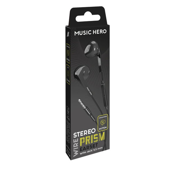 Music Hero - слушалки PRISM, 3.5mm jack, Черен, SBS