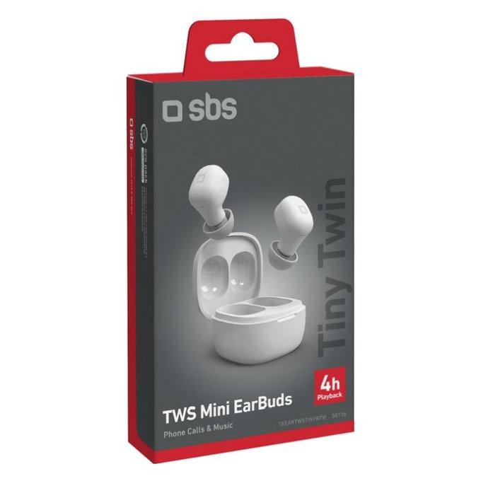 Безжични слушалки TWS Mini, Бял, White, SBS