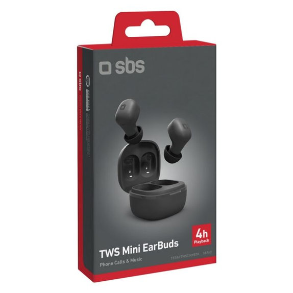 Безжични слушалки TWS Mini, Черно, Black, SBS