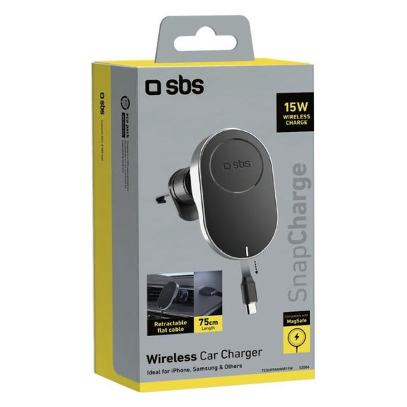Държач за кола с MagSafe, 15W, Черно, Black, SBS