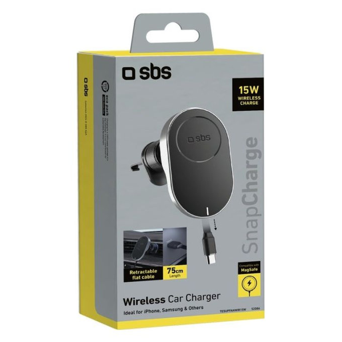 Държач за кола с MagSafe, 15W, Черно, Black, SBS