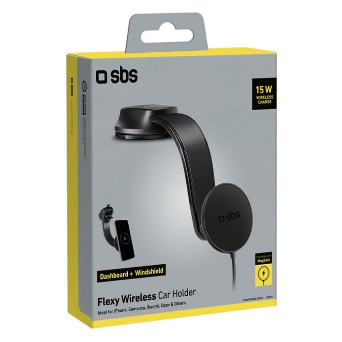 Държач за кола Flexy с MagSafe, 15W, Черно, Black, SBS