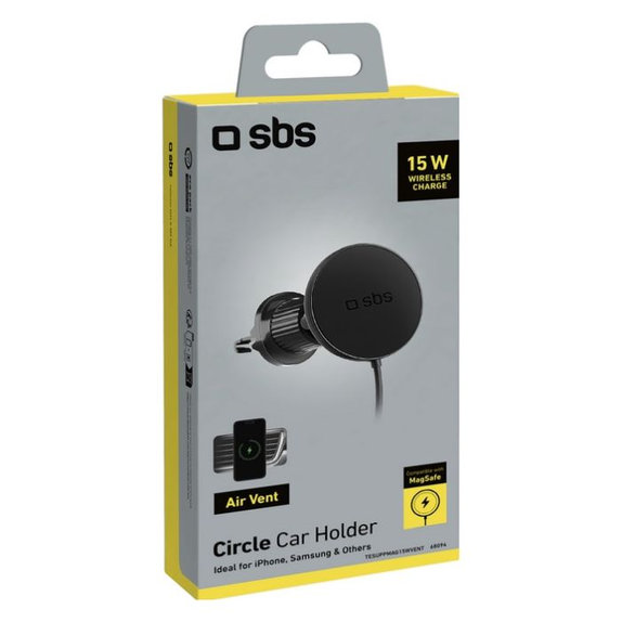 Държач за кола Circle с MagSafe, 15W, Черно, Black, SBS