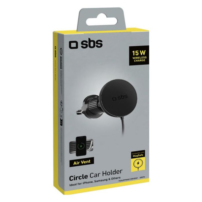 Държач за кола Circle с MagSafe, 15W, Черно, Black, SBS