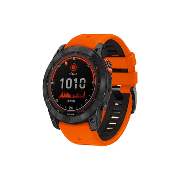 Двуцветна силиконова каишка за Garmin (QuickFit 22mm), Oранжев, Orange, FixPremium