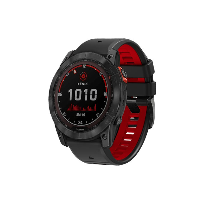 Двуцветна силиконова каишка за Garmin (QuickFit 22mm), Черно, Black, FixPremium