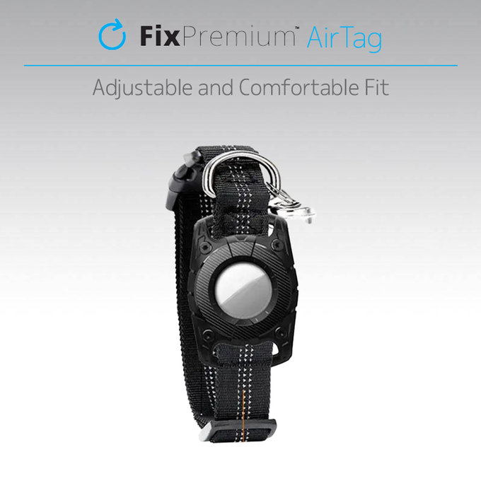 Нашийник за AirTag за кучета и котки, Черно, Black, FixPremium