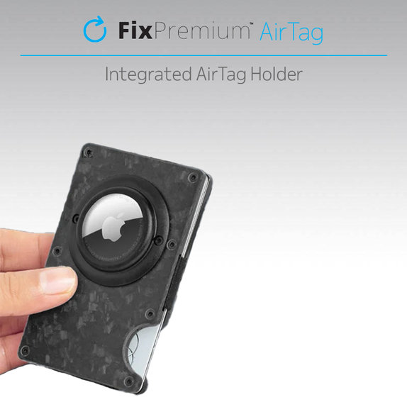 Карбонов портфейл за AirTag с щипка, Червено, Red, FixPremium