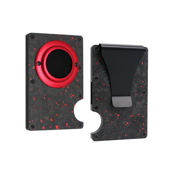 Карбонов портфейл за AirTag с щипка, Червено, Red, FixPremium