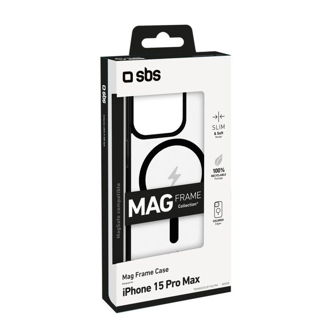 Калъф Mag Frame съвместим с MagSafe за iPhone 15 Pro Max, Black, SBS