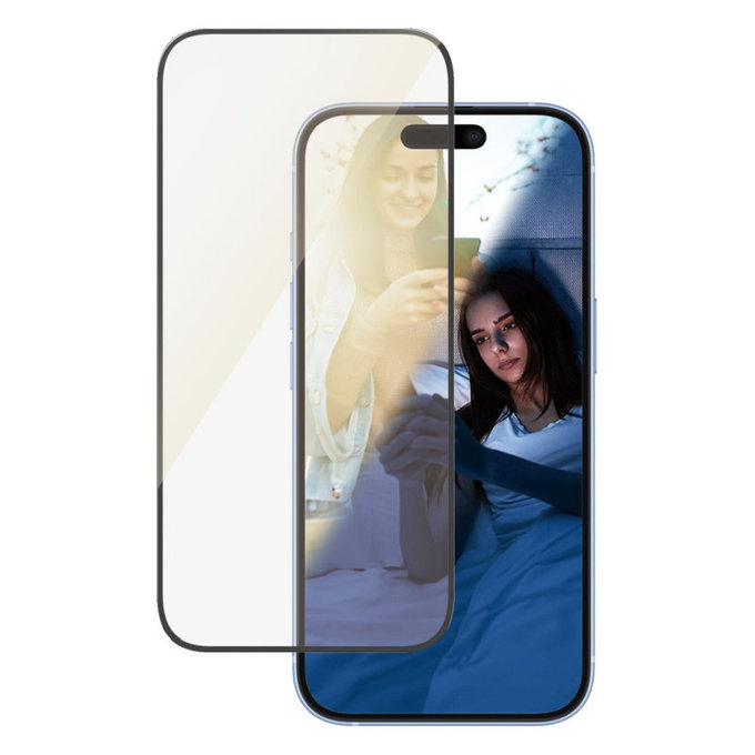 Закалено стъкло UWF Eyecare с апликатор за iPhone 16/15, Черно, PanzerGlass