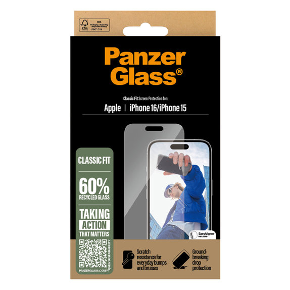 Закалено стъкло за iPhone 16, Прозрачен, Transparent, PanzerGlass