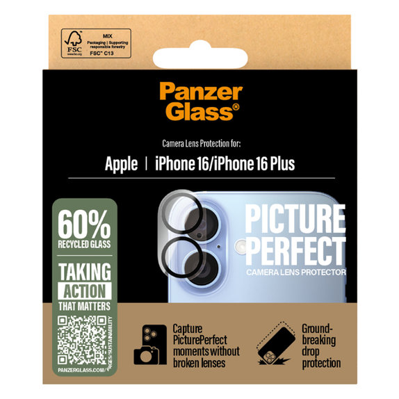 Протектор за камера PicturePerfect за iPhone 16 и 16 Plus, Прозрачен, Transparent