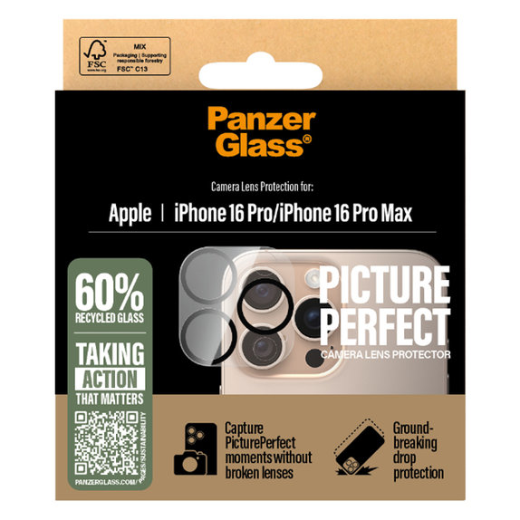 Протектор за камера PicturePerfect за iPhone 16 Pro и 16 Pro Max, Прозрачен, Transparent