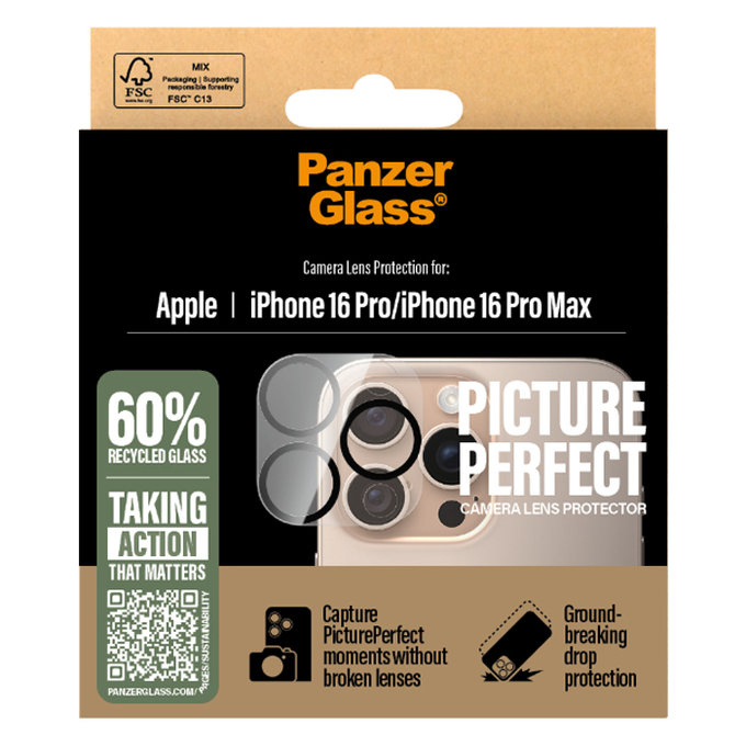 Протектор за камера PicturePerfect за iPhone 16 Pro и 16 Pro Max, Прозрачен, Transparent
