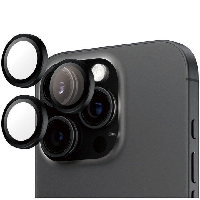 Протектор за обектив на задна камера Hoops за iPhone 16 Pro Max/16 Pro, Черно, PanzerGlass