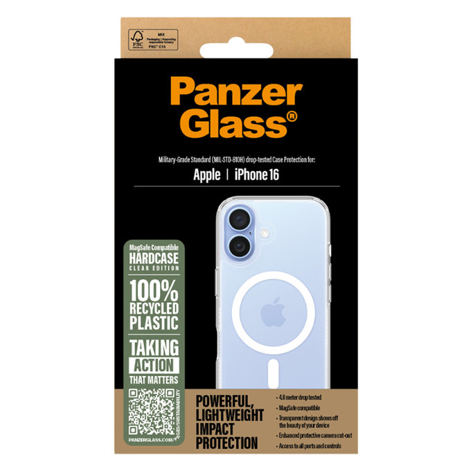 Калъф HardCase с MagSafe за iPhone 16, Прозрачен, Transparent