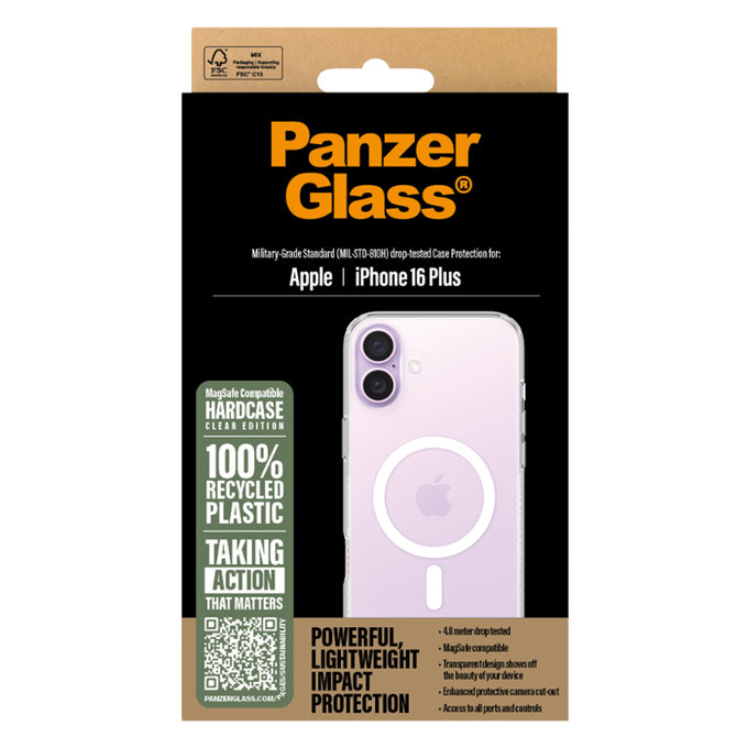 Калъф HardCase с MagSafe за iPhone 16 Plus, Прозрачен, Transparent
