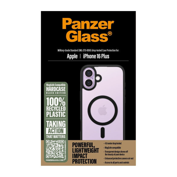 Калъф HardCase с MagSafe за iPhone 16 Plus, Черно, PanzerGlass