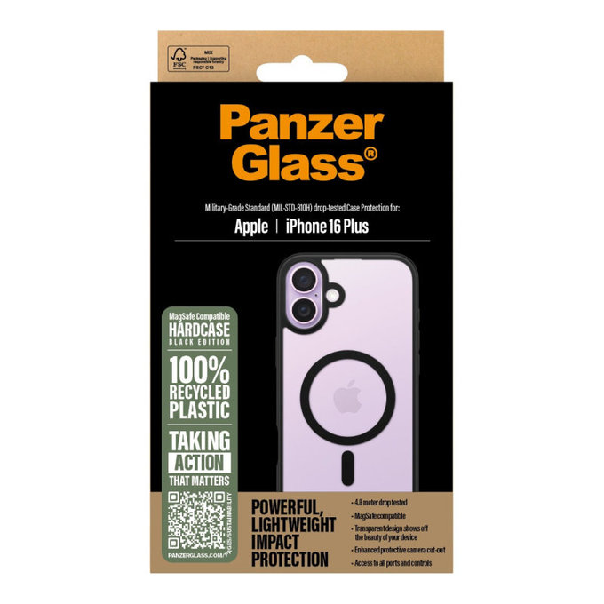 Калъф HardCase с MagSafe за iPhone 16 Plus, Черно, PanzerGlass