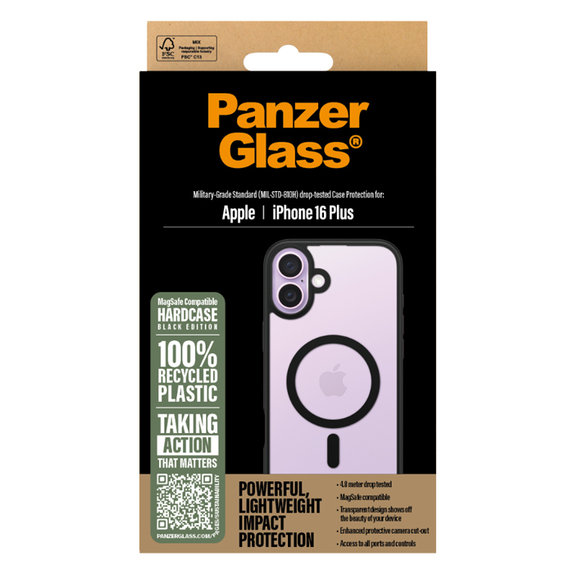 Калъф HardCase с MagSafe за iPhone 16 Plus, Черно, PanzerGlass