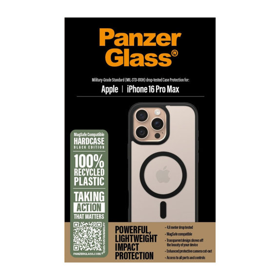 Калъф HardCase с MagSafe за iPhone 16 Pro Max, Черно, PanzerGlass