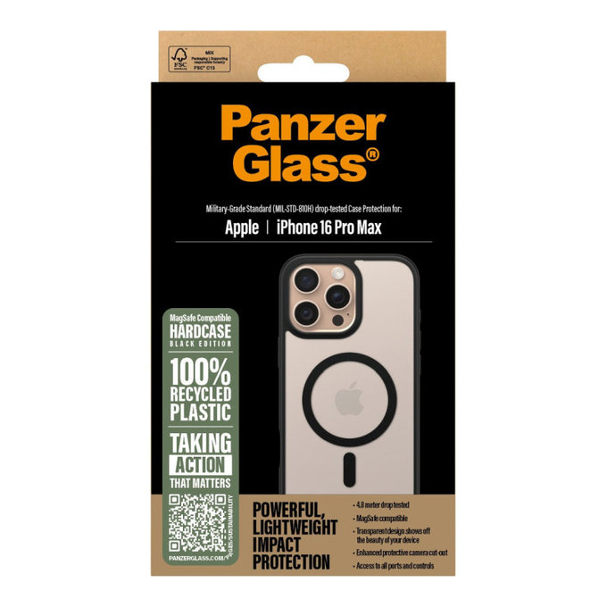 Калъф HardCase с MagSafe за iPhone 16 Pro Max, Черно, PanzerGlass
