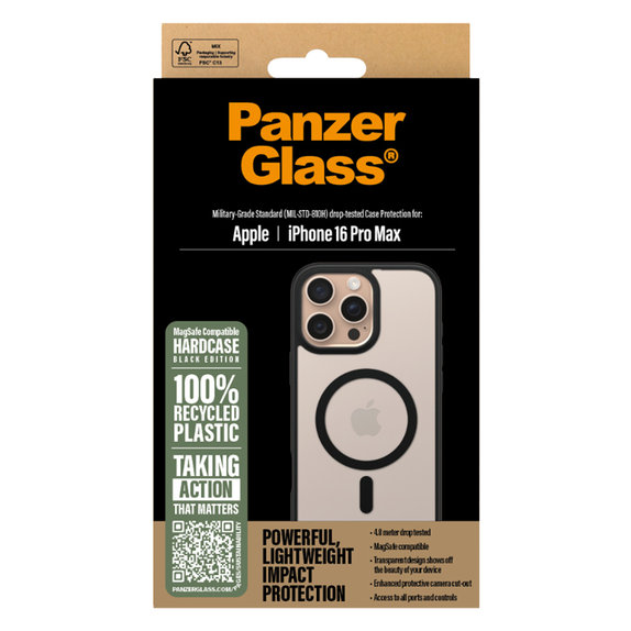Калъф HardCase с MagSafe за iPhone 16 Pro Max, Черно, PanzerGlass