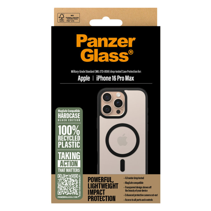 Калъф HardCase с MagSafe за iPhone 16 Pro Max, Черно, PanzerGlass
