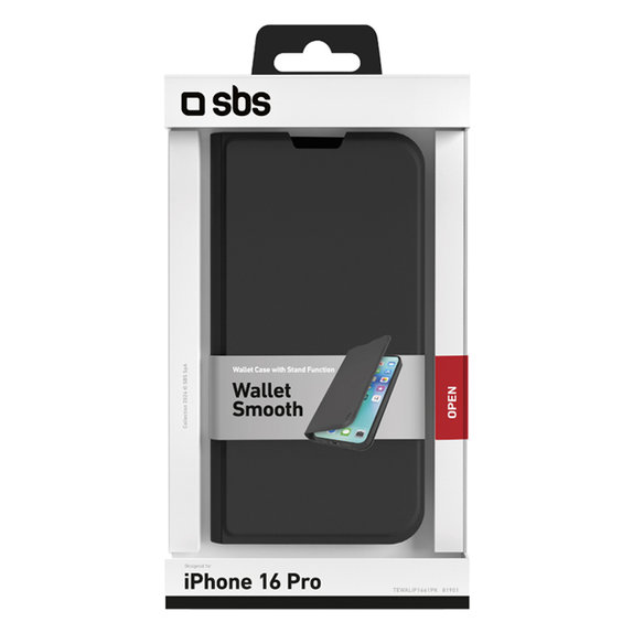 Калъф Book Wallet Smooth за iPhone 16 Pro, Черно, Black