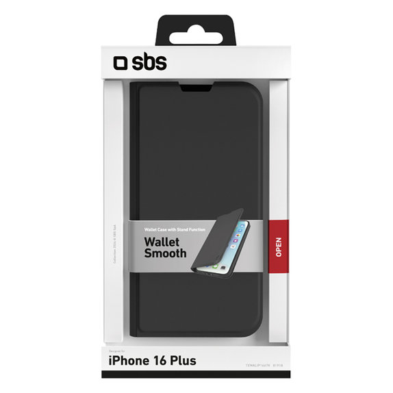 Калъф Book Wallet Smooth за iPhone 16 Plus, Черно, Black