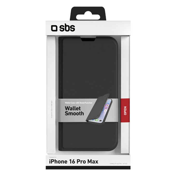 Калъф Book Wallet Smooth за iPhone 16 Pro Max, Черно, Black