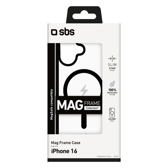 Калъф Mag Frame с MagSafe за iPhone 16, Черно, Black