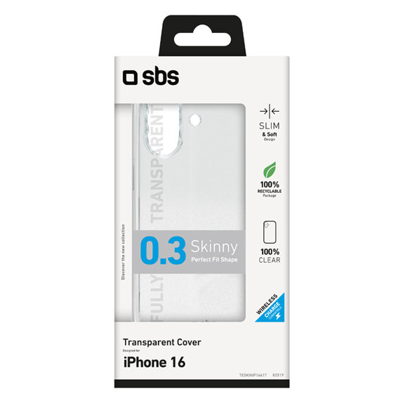Калъф Skinny за iPhone 16, Прозрачен, Transparent, SBS