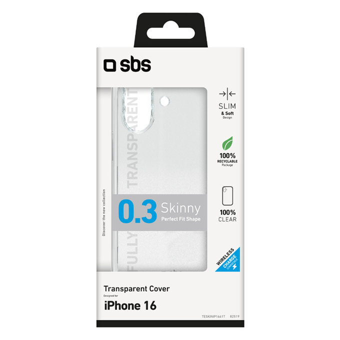 Калъф Skinny за iPhone 16, Прозрачен, Transparent, SBS