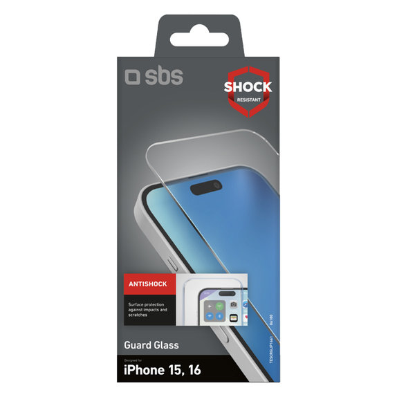 Закалено стъкло Guard Glass за iPhone 16, Прозрачен, Transparent, SBS