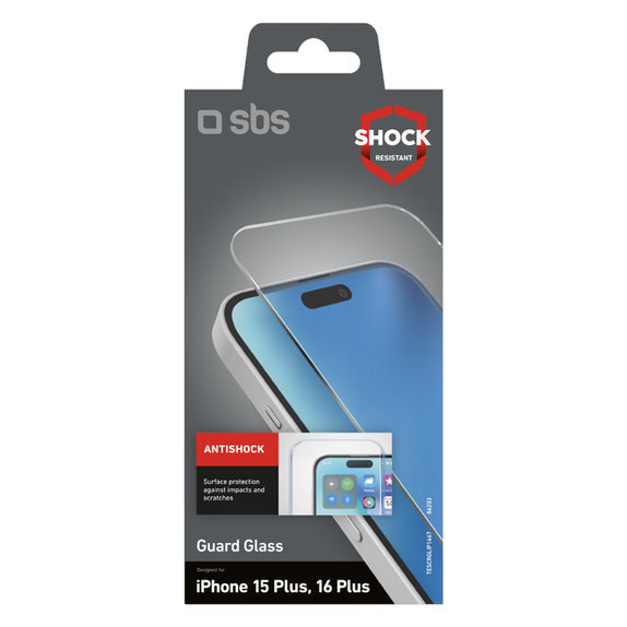 Закалено стъкло Guard Glass за iPhone 16 Plus, Прозрачен, Transparent, SBS