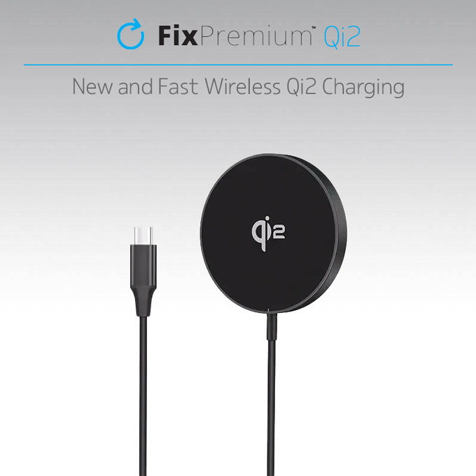 MagSafe зарядно с Qi2, Черно, Black, FixPremium