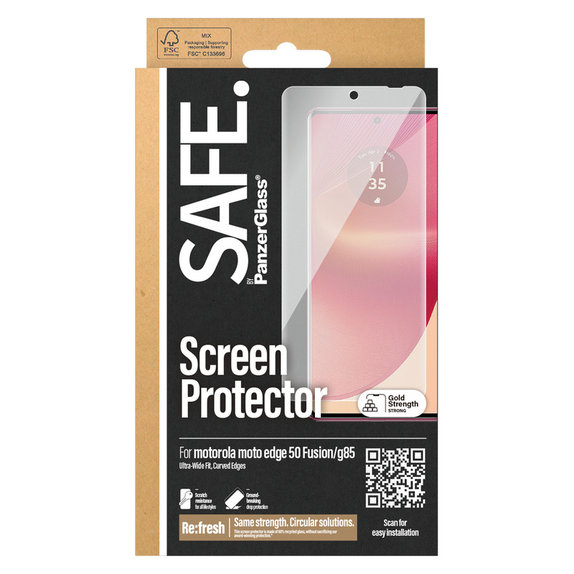 Закалено стъкло UWF за Motorola Moto G85 5G/Edge 50 Fusion, Черно, SAFE by PanzerGlass